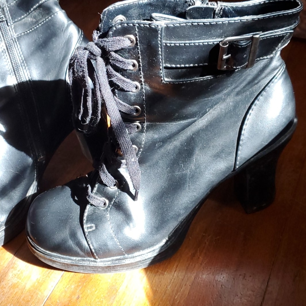 Black lace up dress boots